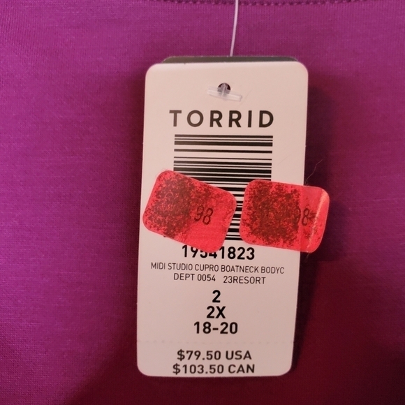 Torrid Sheath Dress, Short Sleeve Bodycon Midi Dress Boatneck Size 2x Purple - Picture 7 of 9